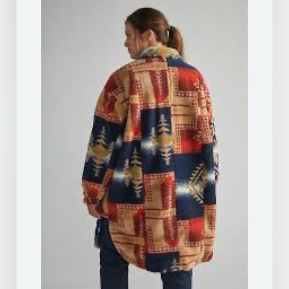 Pilcro Anthropologie Sherpa large l oversized southwest Aztec print teddy jacket - Picture 3 of 10